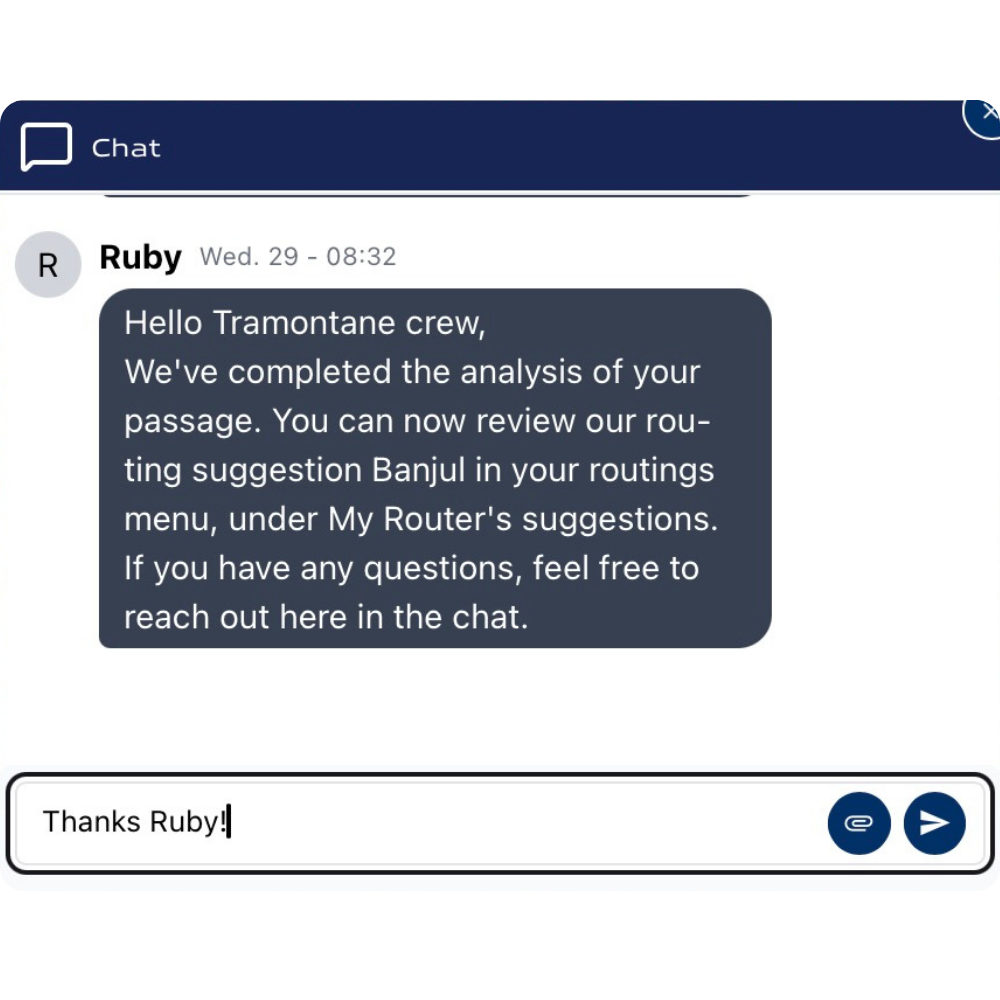 AI chat agent — weather routing assistant for yachts